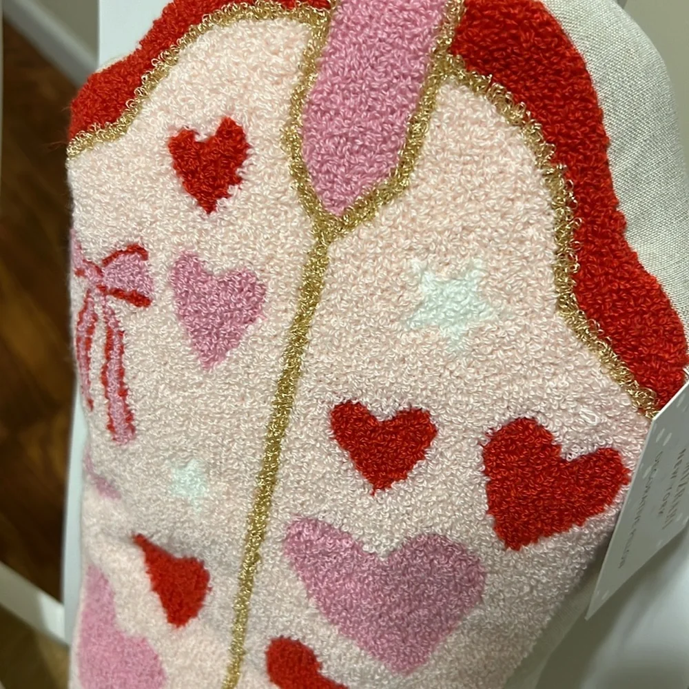 Isaac Mizrahi Pink Heart Cowboy Boot Pillows decoration size 13.4”X 20.5”